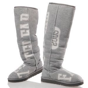 UGG X TELFAR EXTRA TALL SLOUCHY GREY & WHITE FLEECE UGG BOOTS